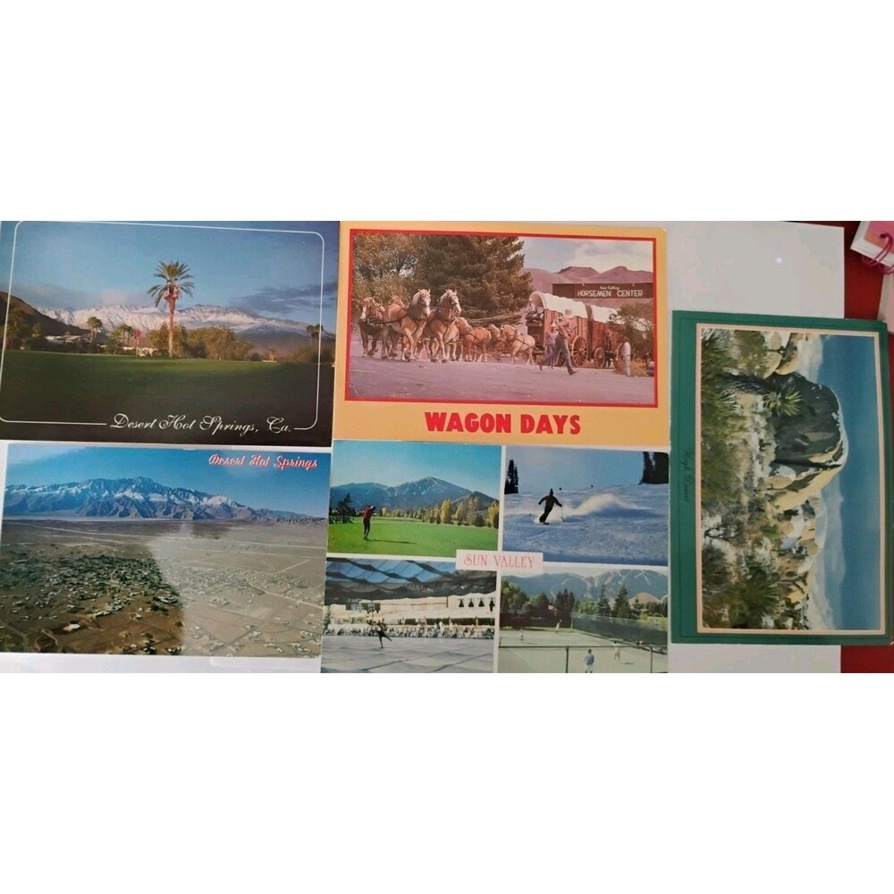 Lot of 5 Vintage Travel Postcards CA Desert Hot Springs Sun Valley Wagon Days